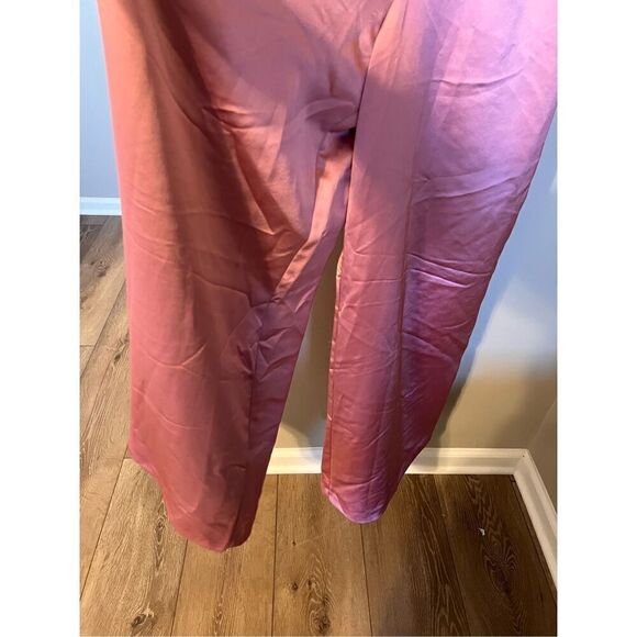 Express Size S Semi Formal Satin Jumpsuit Blush Pink Bow Tie Back Feminine New - Picture 10 of 15